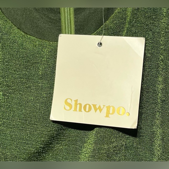 Showpo. SELITA MIDI DRESS RUCHED HIGH NECK DRESS Green Size 6 New‎ with tags - Picture 2 of 7
